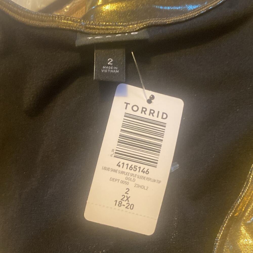 Torrid Gold Liquid Shine Surplice Peplum Top - Picture 8 of 10